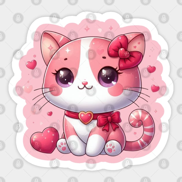 Valentine’s Day Love Cat, Cute Romantic Kitty Sticker by Creatifly Graphic Tees